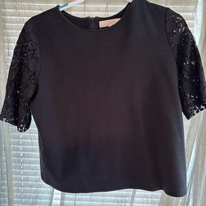 LOFT Black Boxy Short Sleeve Blouse